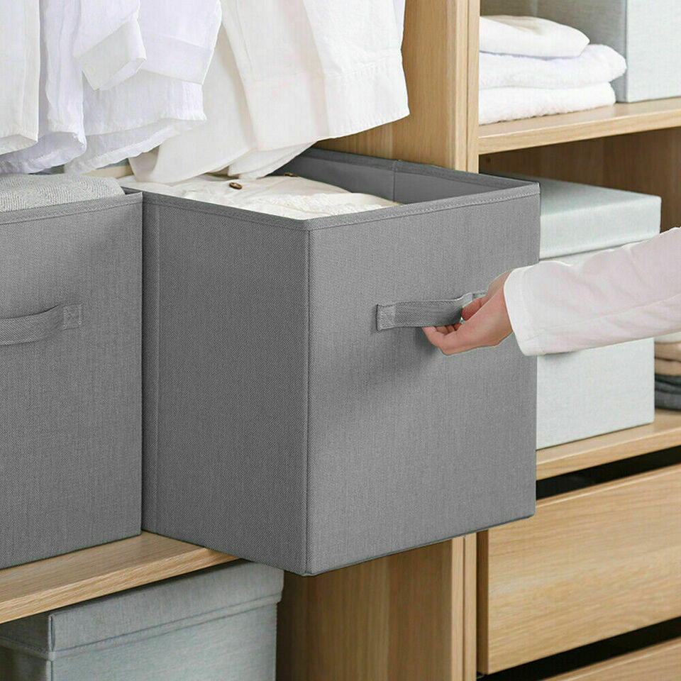 Foldable Storage Box Cubes - 4 Pack - Canvas Drawer Organizer
