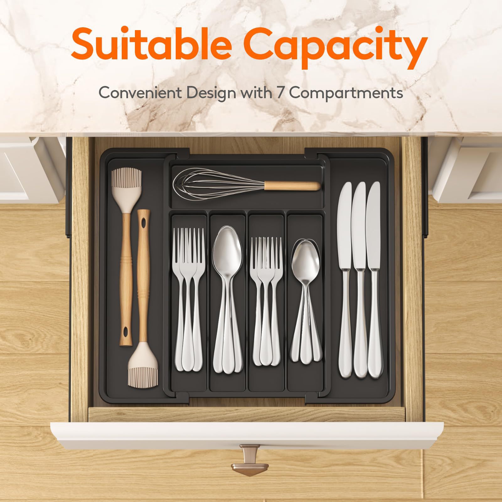 Expandable Drawer Organizer - 7 Compartments